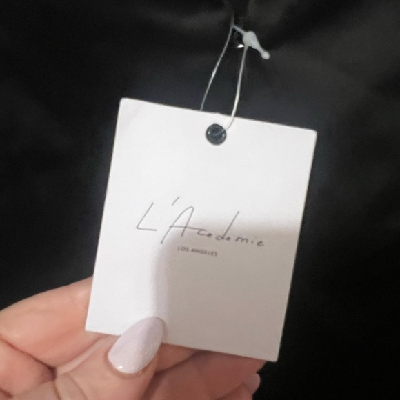 Revolve L'Academie Ames Mini Dress in Black Size Small NWT LBD Satin Read Note - Picture 4 of 8